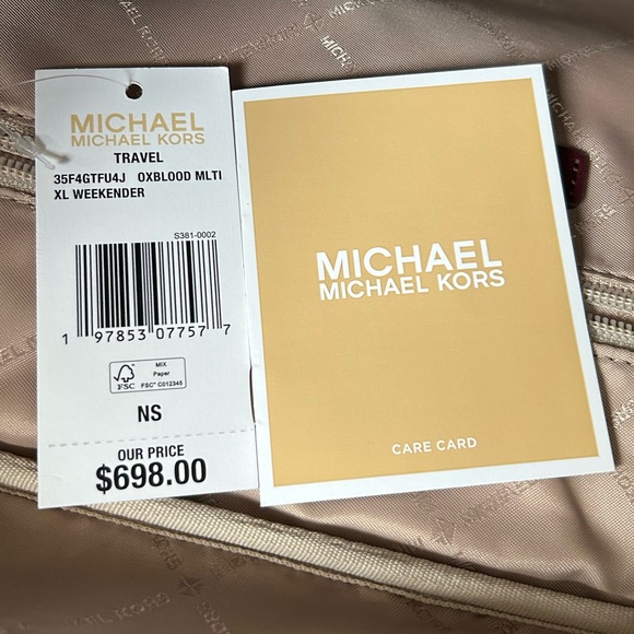 Michael Kors XL Weekender Travel Bag in Oxblood Multi NWT - Picture 4 of 4